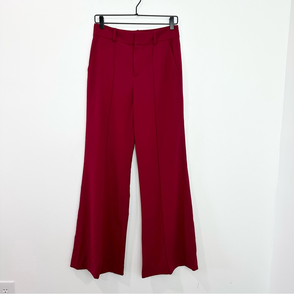 Alice + Olivia Wide Leg Pants High Rise Dylan Flare Work Trousers Red Purple 4